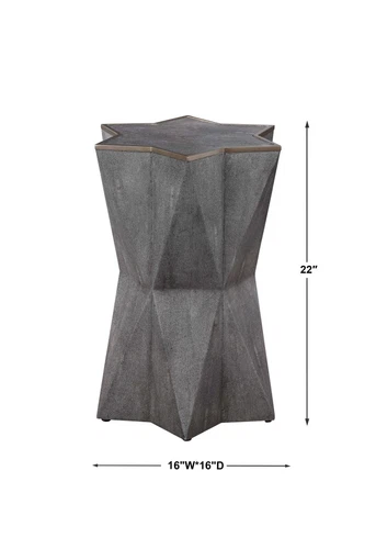 UTTERMOST 24948 CAPELLA STAR SHAPE CHARCOAL GRAY FAUX SHAGREEN ACCENT TABLE - Picture 3 of 7