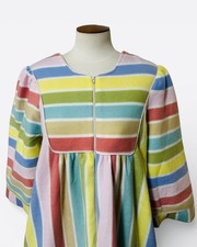 VTG Saybury Multi-Color Fleece Striped Kaftan Lounge Robe Housecoat Gown New M