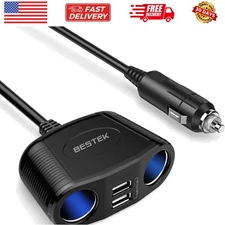 150W 2-Socket Car Cigarette Lighter Splitter Power Adapter DC Outlet Car Char...
