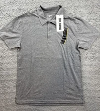 True Classic Polo Shirt Mens Small Gray Short Sleeve Collared Cotton Blend
