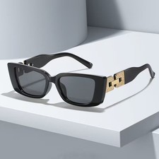 Gold & Black Square Sunglasses Women   Plasti...