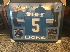 Autographed David Momtgomery framed Football Jersey, Detroit Lions
