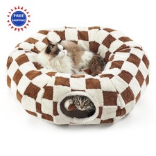 Cat Tunnel Bed for Indoor Cats Cute Donut Toys Washable Circle Cushion Lesure