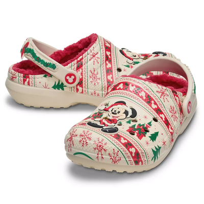 Disney Parks Crocs Santa Mickey Mouse Fair Isle Fuzzy Holiday