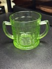 Vintage Hazel Atlas Colonial Block Uranium Glass Open Sugar Dish — photo 3