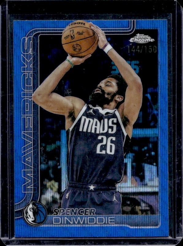 2025-26 Topps Chrome Spencer Dinwiddie Blue Wave Refractor #/150 Mavericks