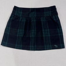Vtg 90s Y2K Abercrombie  Fitch Plaid Wool Blend Micro Mini Skirt Waist 25 lined