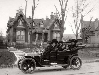 1909 Sunday Drive Vintage Automobile Victorian Mansion Retro Poster Photo 24x36