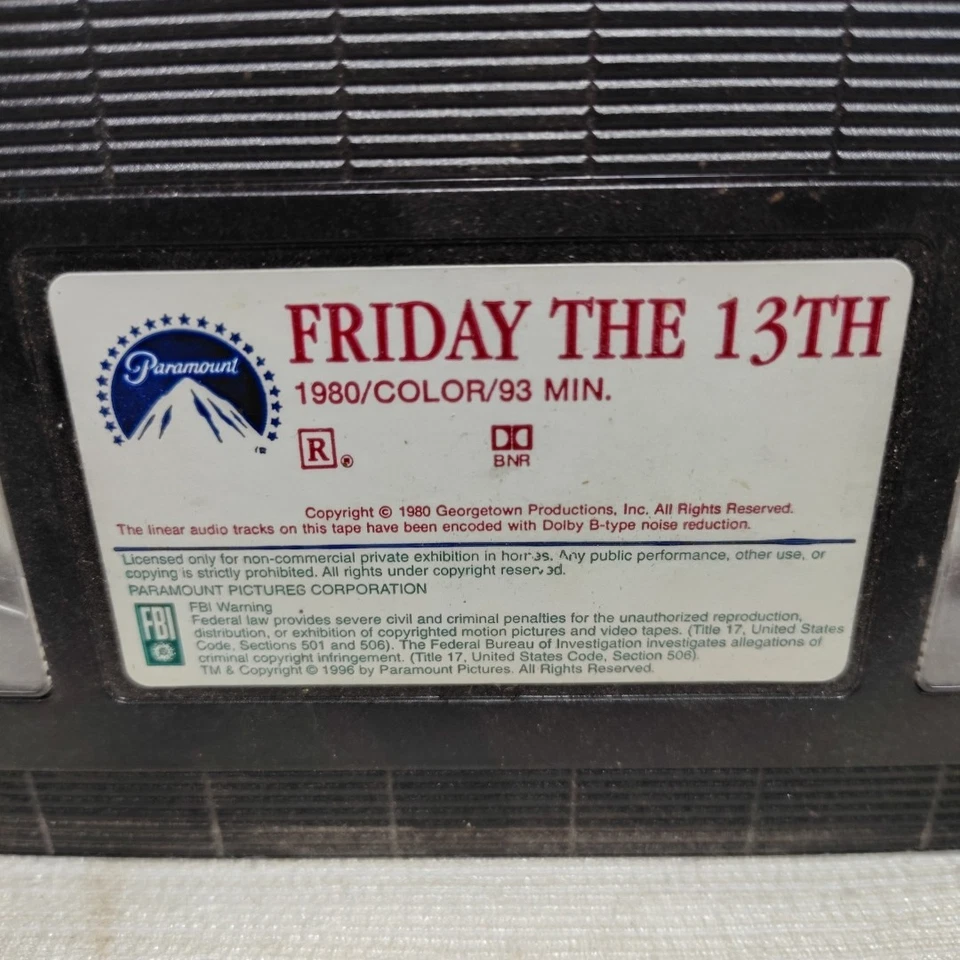 FRIDAY THE 13th (VHS, 1980) No Box - Image 2 of 3