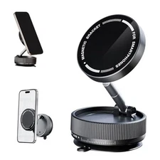 Vacuum Magnetic Phone Stand,Swivel Locking Phone Mount Hand-Free,Vacuum Black