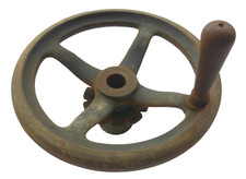 alte Kurbel RAD Lenkrad Eisen Maschinenrad Handrad GUSSEISEN Dreher mit Griff