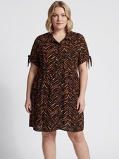 NWT 2XL New Look plus-size tiger print shirt dress in a brown and black colorway