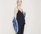 Hatch The Georgie Jumpsuit Black Maternity Spaghetti Strap Neutral Size 2 Medium