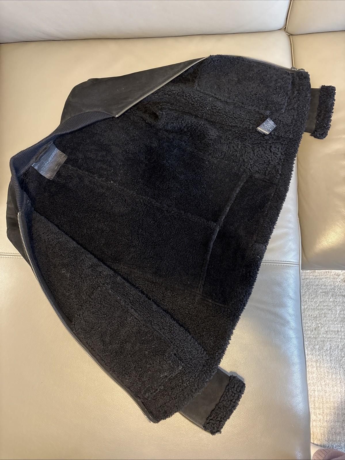 Zadig Voltaire Leather Men’s Medium Shearling Jacket WINTER CLASSIC image 5