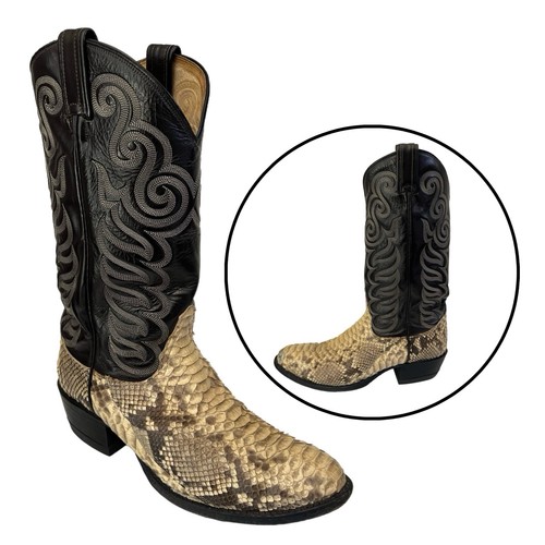 Vintage Tony Lama Snakeskin Boots 8144 Python 80s Cowboy Boot - Mens 10D