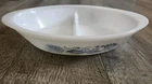 VINTAGE GLASBAKE DIVIDED OVAL BAKING DISH OLD TOWN BLUE ONION J2428 Serving Dish