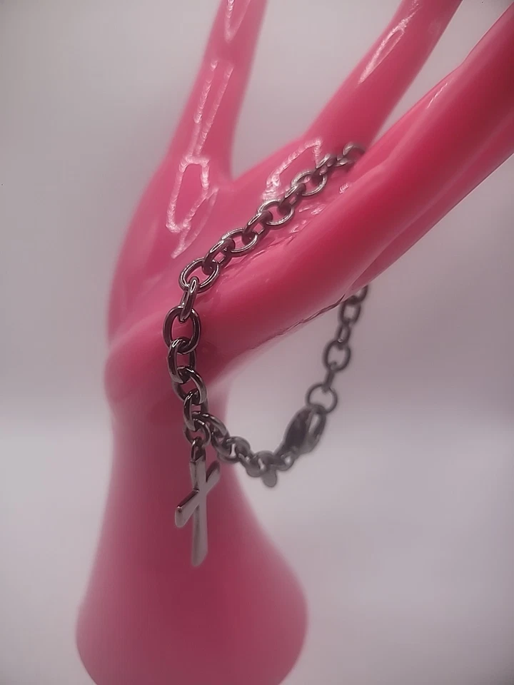 Pulsera Milor Bronce Vintage Tono Gris Plata Cruz Dije Joyería Foto 4 de 4