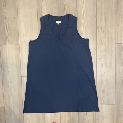 Pact Womens XXL Blue Organic Cotton V-Neck Sleeveless Tank Dress
