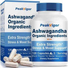 Ashwagandha 120 Capsules with 10mg Black Pepper Stress Immune Care Gluten Free