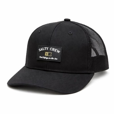 Salty Crew Steadfast Retro Find Refuge in the Sea Black Snapback Trucker Hat