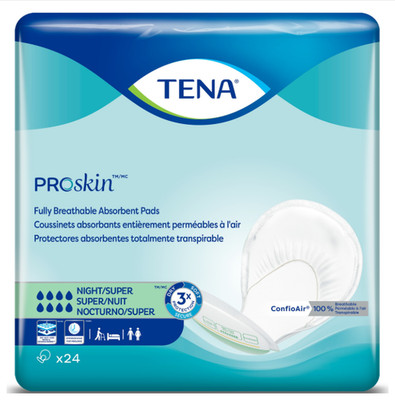 TENA ProSkin Night Super Absorbent Pads New 2Pack-48Ct