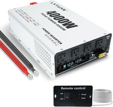 4000W Power Inverter 12V to 120V with LCD, USB, Remote 4 Outlets