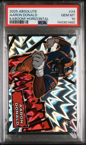 2025 Absolute Aaron Donald #24 KABOOM! Horizontal PSA 10 GEM MINT