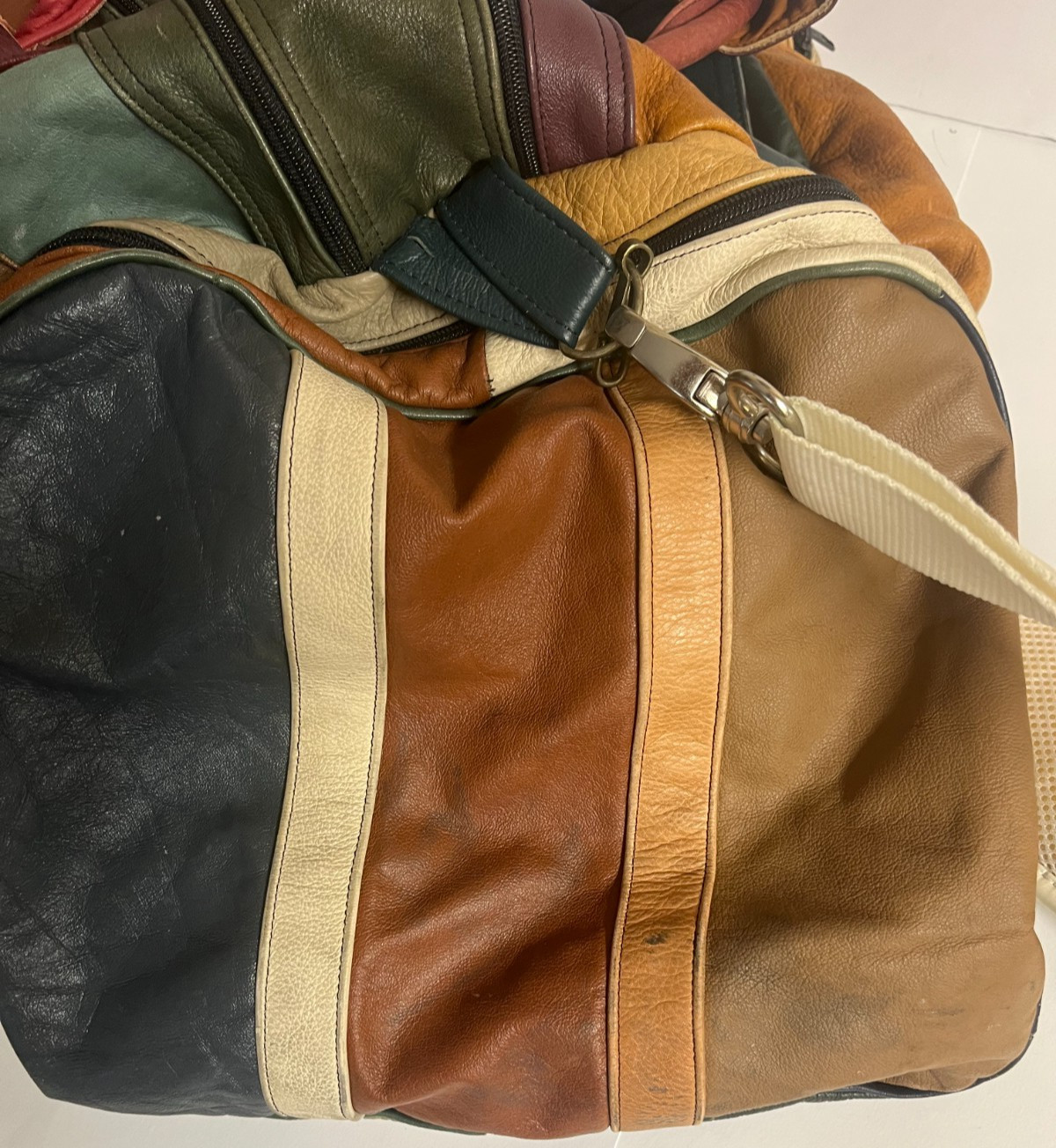 Vintage LEATHER PATCHWORK Large Shoulder Crossbod… - image 21