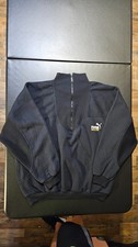 Vintage Puma King 1/2 Zip Pullover Sweatshirt Mens L Black Oversized Long Sleeve