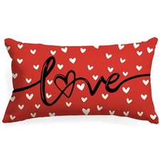 Valentines Day Pillow Covers,12x20inch Farmhouse Valentines Day Decor Red White