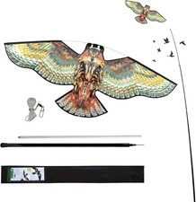 Bird Hawk Flying Kite with Pole Crop Protector Scare yellow