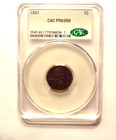 1951 PROOF LINCOLN CENT, GRADE PROOF 65 RED BROWN BY CACG THE PREMIUM GRADING CO — photo 3