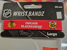 CHICAGO BLACKHAWKS  NHL HOCKEY WRIST BAND BANZ OFFICIALLY LICENSED SIZE LARGE