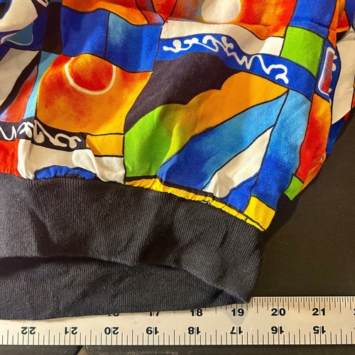 Vintage geometrisches Muster Baumwolle Unisex durchgehender Reißverschluss Jacke Größe M/LG Festival 90er Y2K - Bild 8 von 11