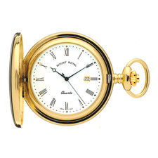 Quartz Calendar Gold Plated Hunter Pocket Watch by Mount Royal Model No. B23
