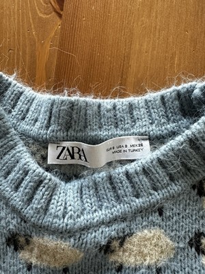 RARE Zara Sheep Print Cropped Sweater Harry Styles Pullover Blue S | eBay
