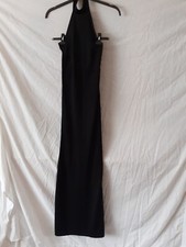 Ladies Black Maxi Halter Neck Fit & Flare Dress. Size 10. Prettylittlething.