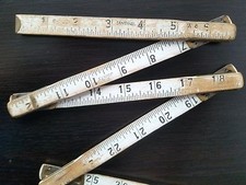 Vintage SENTINEL Wooden Folding Brass End Ruler Made in USA 72"