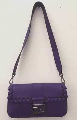 NWT FENDI Mamma Baguette Whipstitch Trimmed Leather Shoulder Bag