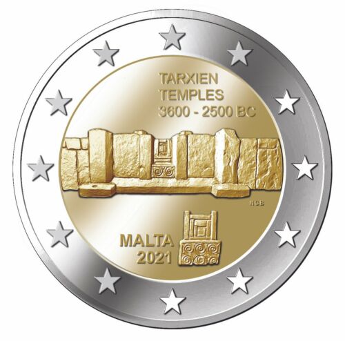 #RM# 2 EURO COMMEMORATIVE MALTE 2021 - TARXIEN TEMPLE