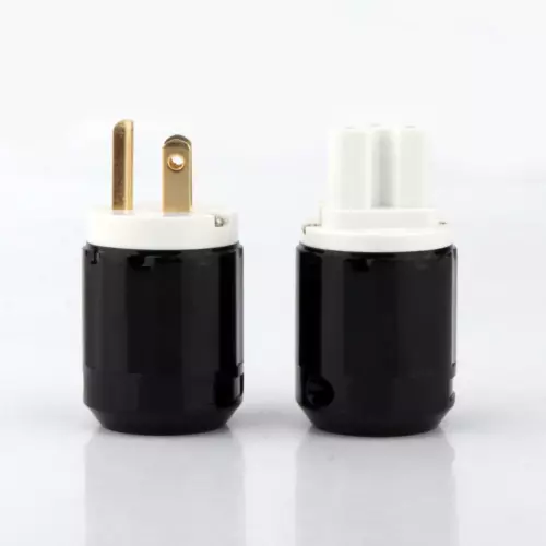Paar Gold/Rhodiniert US AC Audio Netzstecker IEC C15 HiFi Stromkabel Stecker - Bild 22 von 31