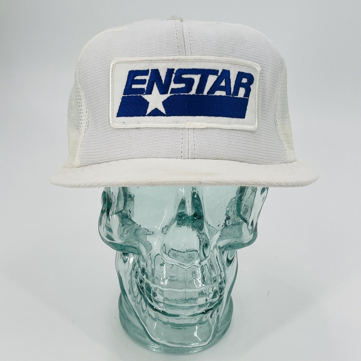 Vtg Snap Back Mesh Trucker Hat Cap Patch Front ENSTAR Alpha Co USA