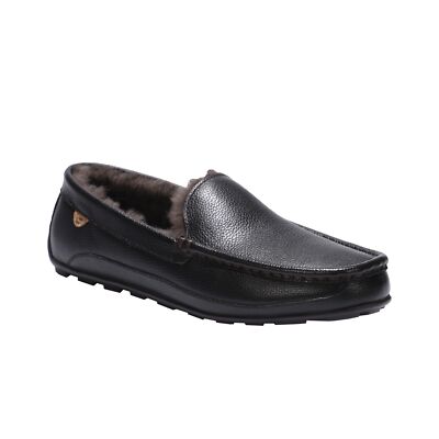 Lamo Grayson Men's Leather Slippers Chocolate - 12 Medium