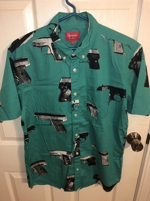 Supreme Guns Pistol Shirt Teal Button 