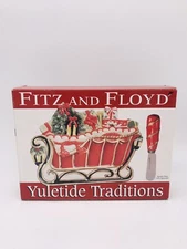 Fitz & Floyd Christmas Cheese/Snack Plate  & Spreader 2010 Sleigh Presents NIB