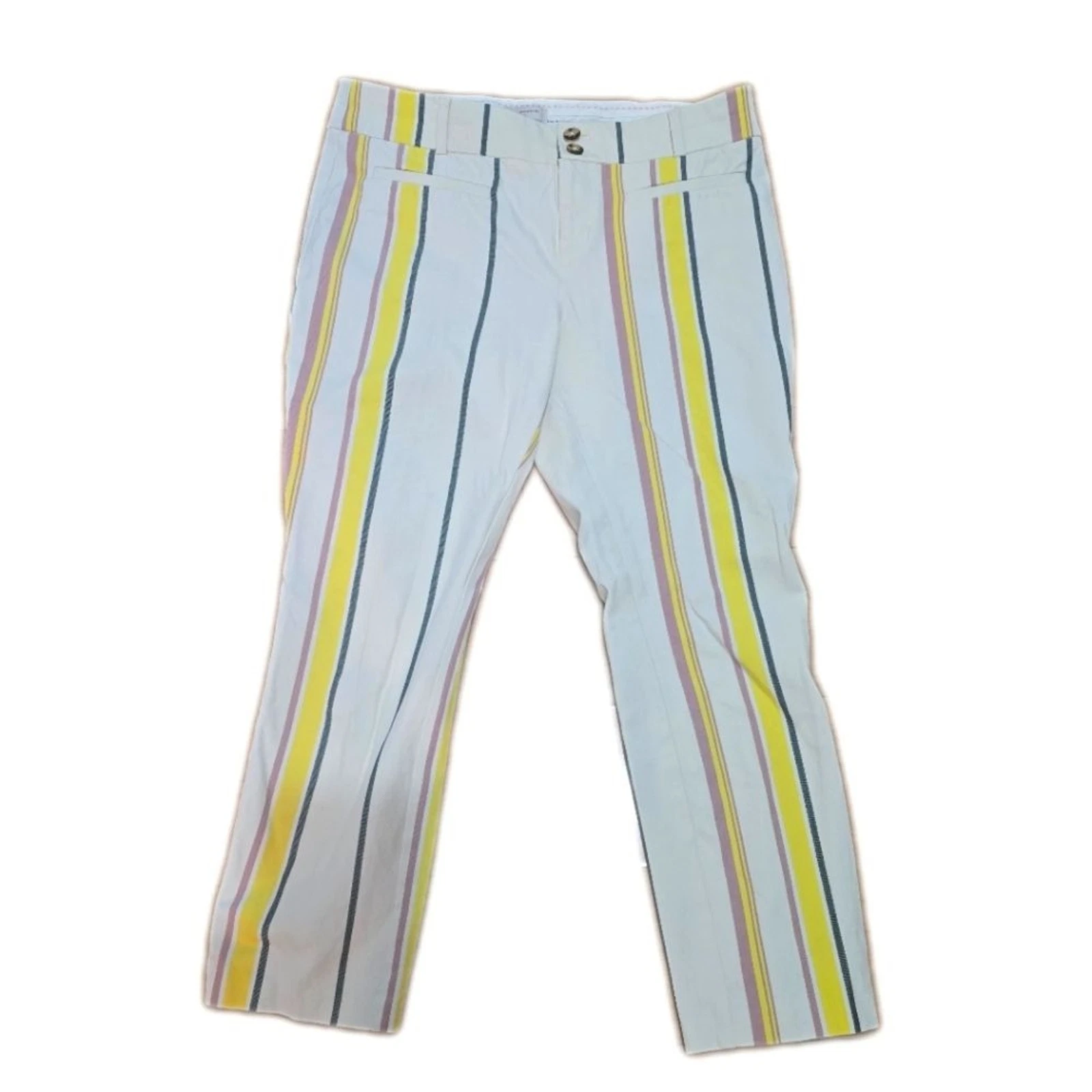 Anthropologie Striped Capri Slim Pants Size 8