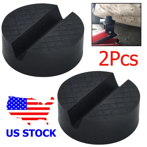 2 pc Jack Rubber Pad Disk For Jacking Stands Slotted Rail Floor Car Lift Adapter