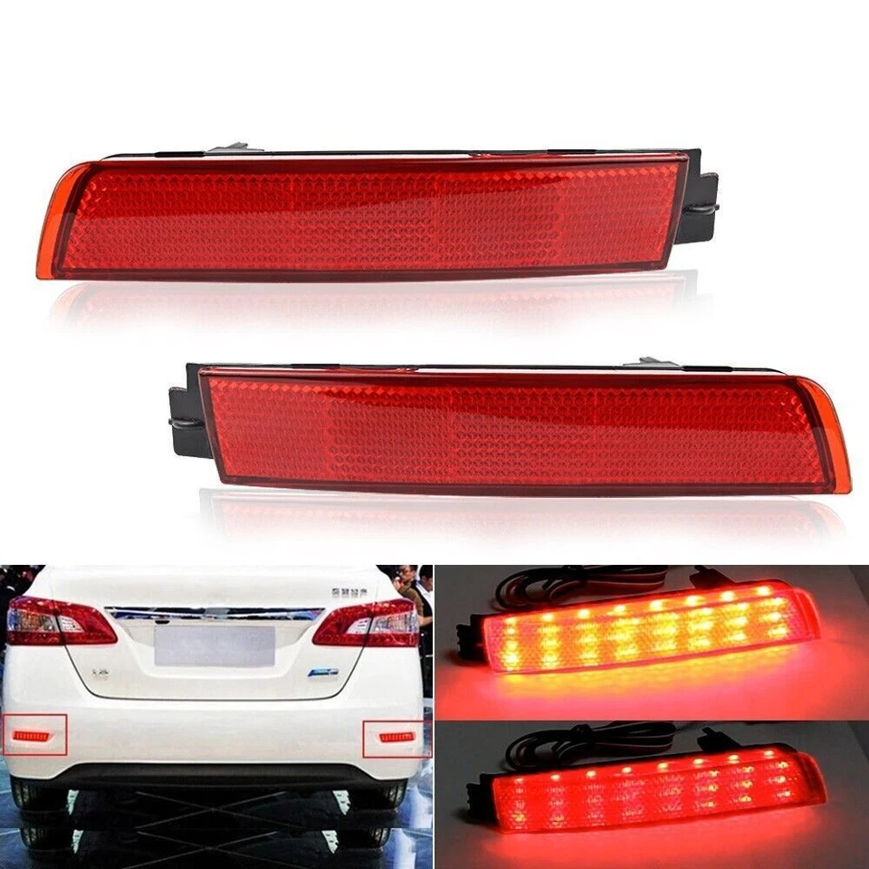 2 luces de señalización reflectoras de parachoques trasero LED lentes rojas para Infiniti FX35 FX50 Nissan Foto 2 de 4