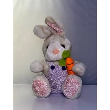 Vintage Plush White Bunny with Carrot Pink Accents: 90's Best Made Toys
