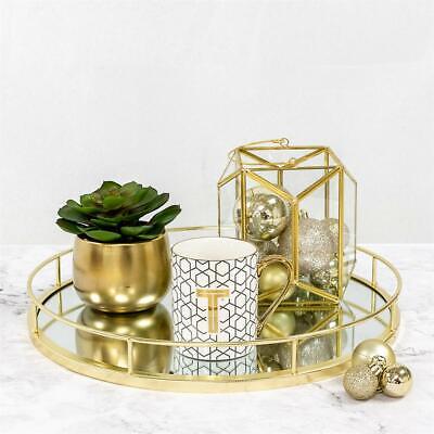 Round Gold Mirror Candle Tray Plate, Decorative Mirror Tray Ideas